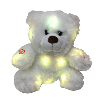 0.82ft 0.25M LED لعبة قطيفة متغيرة اللون على شكل دمية دب مع أضواء وموسيقى شعر فروي