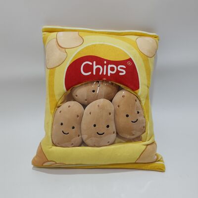 Cute PVC Potato Chip Pillow with Adorable Potato Design Soft Plush Cushion