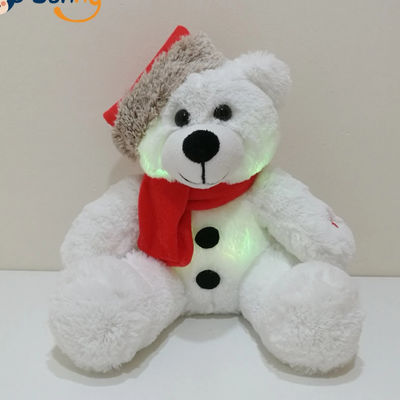 عيد الميلاد LED الإضاءة القطيفة الدب مع سانتا قبعة الاطفال هدية LED الدب الأطفال أفخم لعبة