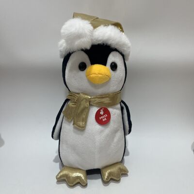 Golden Christmas Plush Set of 4 Press to Light Up and Play Music Penguin Reindeer Snowman Santa
