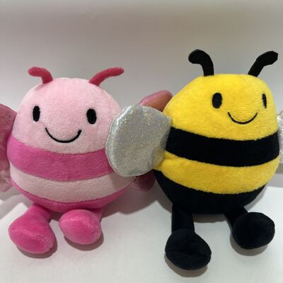 Dreamy Glitter-Winged Pink Butterfly and Classic Striped Yellow