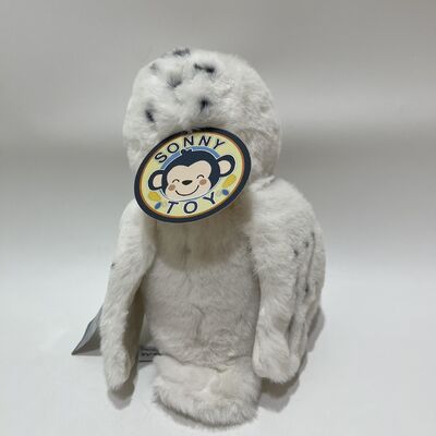 Realistic Snowy Owl White Owl Plush Toy Lifelike Amber Eyes Fluffy Feather Texture Standable Design