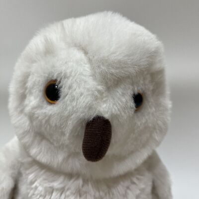 Realistic Snowy Owl White Owl Plush Toy Lifelike Amber Eyes Fluffy Feather Texture Standable Design