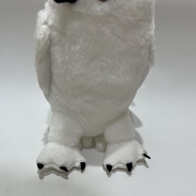Cute Head-Tilted White Owl Plush Toy Realistic Snowy Owl Design Lifelike Amber Eyes Fluffy Feathers Standable